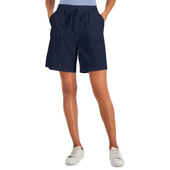 Karen Scott Gemma Cotton Drawstring Bermuda Shorts - Picture 1 of 3